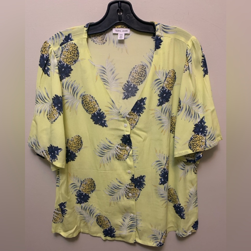 TRIBAL JEANS Pineapple Button Up Blouse